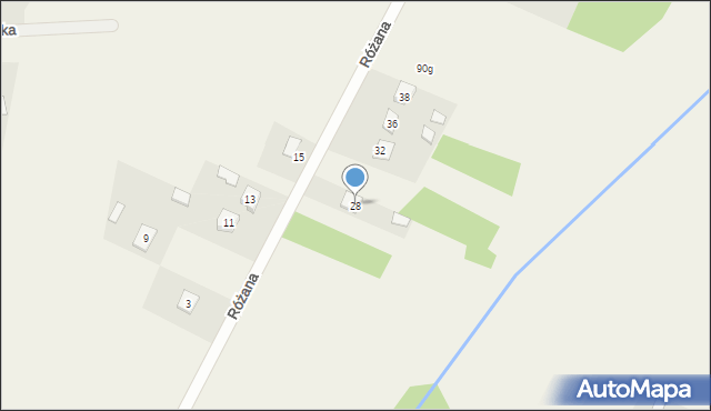 Rykoszyn, Różana, 28, mapa Rykoszyn