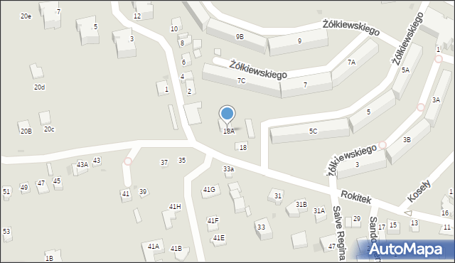 Sandomierz, Rokitek, 18A, mapa Sandomierza