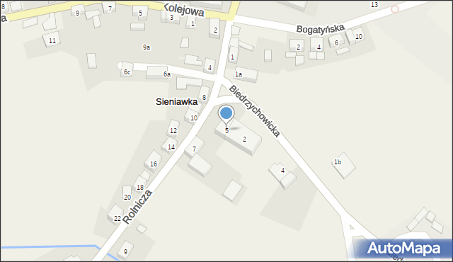 Sieniawka, Rolnicza, 5, mapa Sieniawka