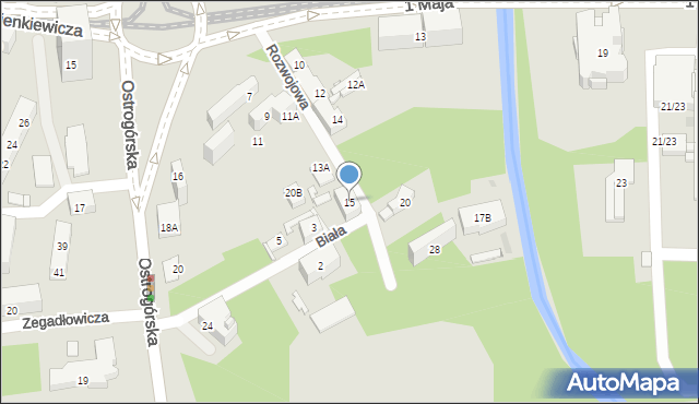 Sosnowiec, Rozwojowa, 15, mapa Sosnowca