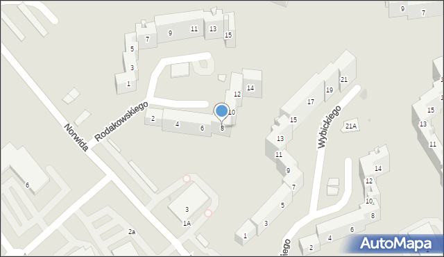 Sosnowiec, Rodakowskiego Henryka, 8, mapa Sosnowca