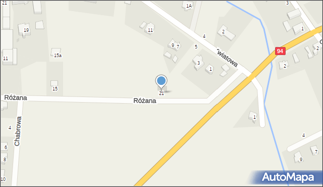 Spalona, Różana, 21, mapa Spalona