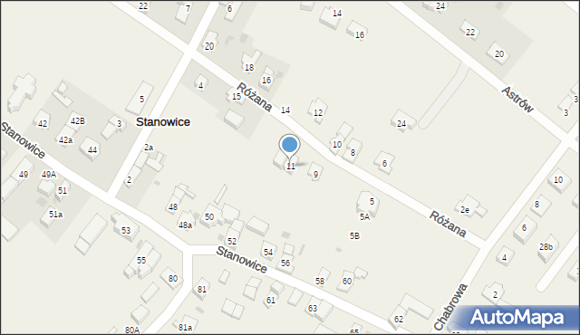 Stanowice, Różana, 11, mapa Stanowice