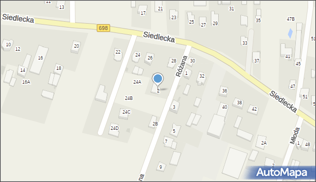 Stok Lacki-Folwark, Różana, 2, mapa Stok Lacki-Folwark