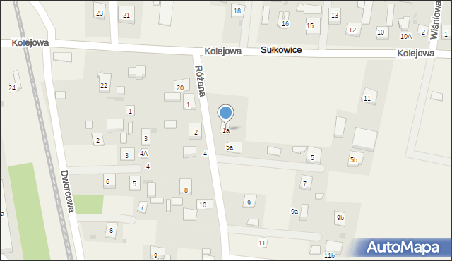 Sułkowice, Różana, 1a, mapa Sułkowice