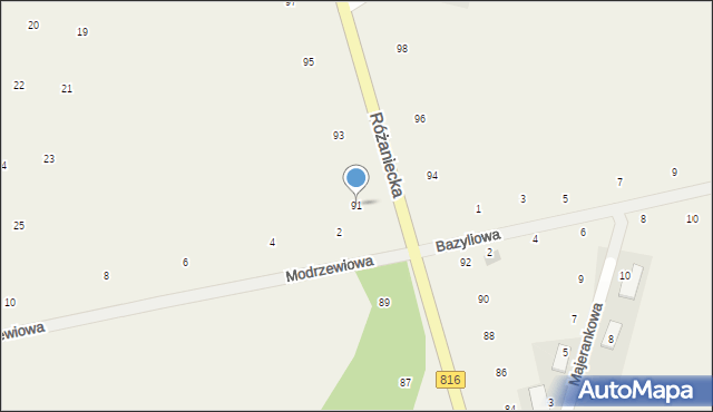 Suszno, Różaniecka, 91, mapa Suszno