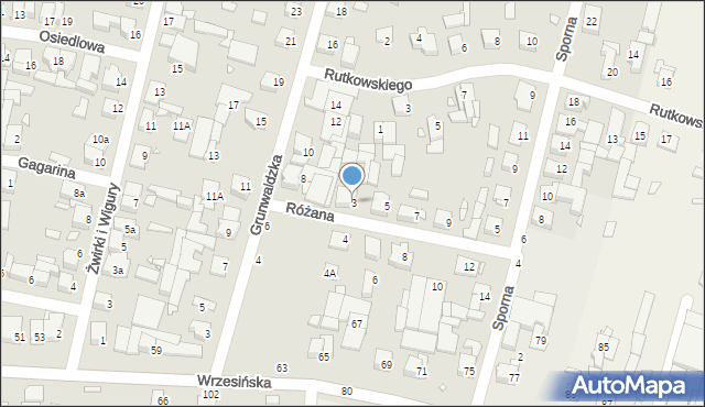 Swarzędz, Różana, 3, mapa Swarzędz