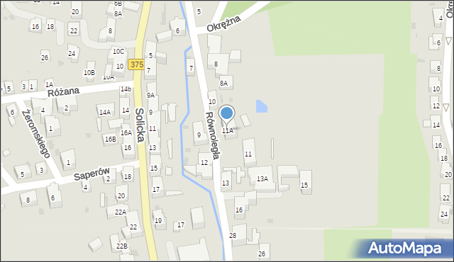 Szczawno-Zdrój, Równoległa, 11A, mapa Szczawno-Zdrój