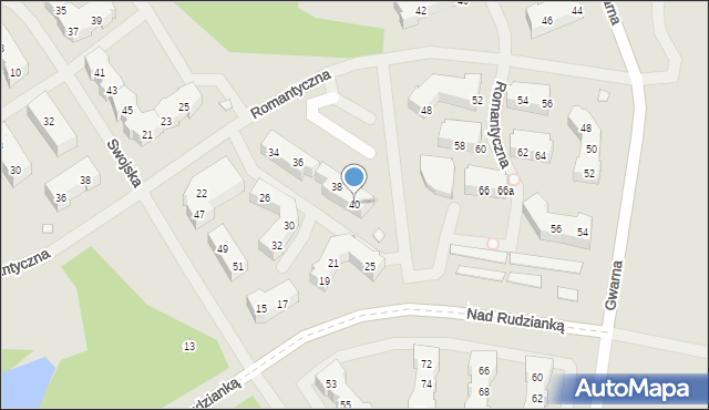 Szczecin, Romantyczna, 40, mapa Szczecina