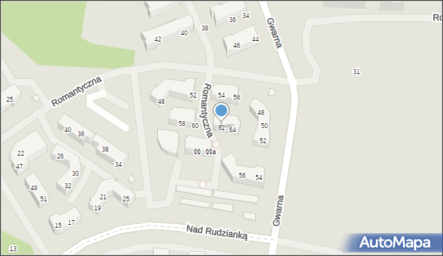 Szczecin, Romantyczna, 62, mapa Szczecina