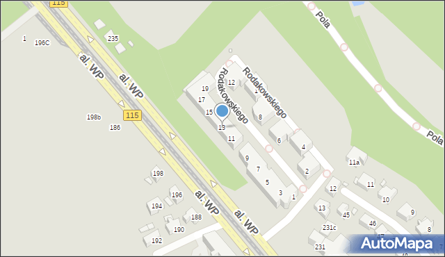 Szczecin, Rodakowskiego Henryka, 13, mapa Szczecina