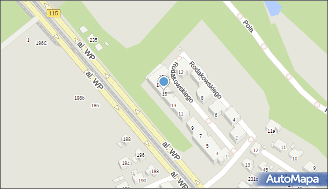 Szczecin, Rodakowskiego Henryka, 15, mapa Szczecina