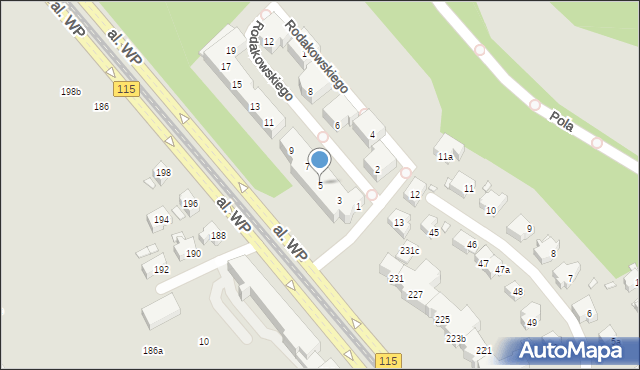 Szczecin, Rodakowskiego Henryka, 5, mapa Szczecina