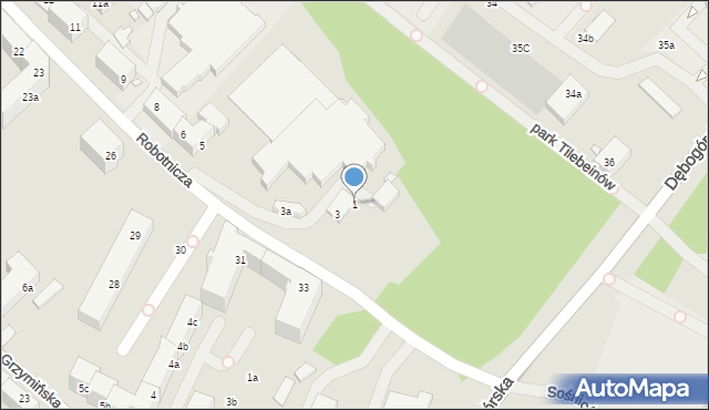 Szczecin, Robotnicza, 1, mapa Szczecina