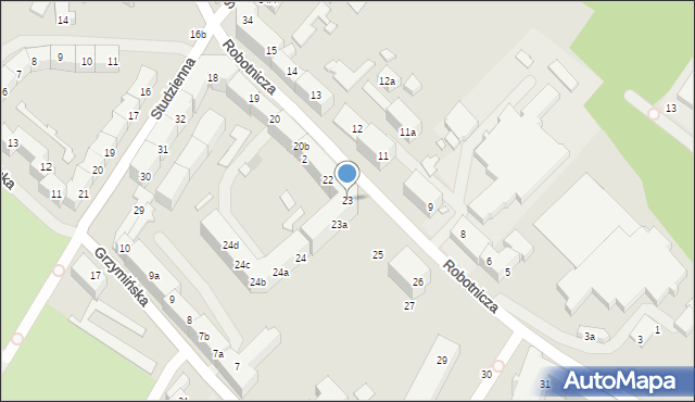 Szczecin, Robotnicza, 23, mapa Szczecina