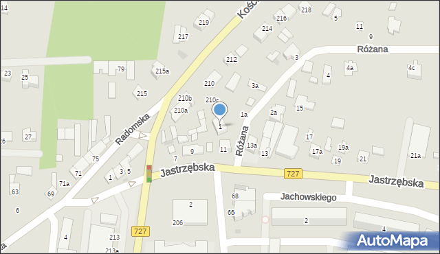 Szydłowiec, Różana, 1, mapa Szydłowiec