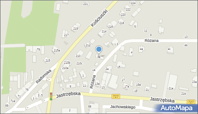 Szydłowiec, Różana, 3a, mapa Szydłowiec