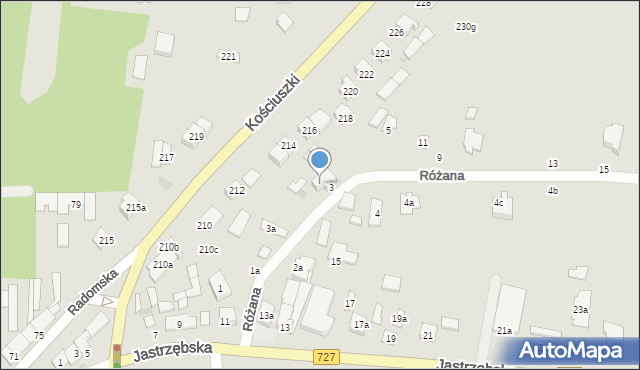 Szydłowiec, Różana, 7, mapa Szydłowiec