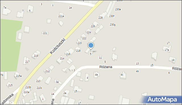 Szydłowiec, Różana, 9, mapa Szydłowiec