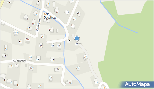 Targanice, Różana, 22, mapa Targanice