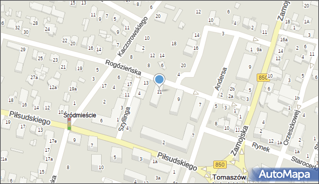 Tomaszów Lubelski, Rogózieńska, 11, mapa Tomaszów Lubelski