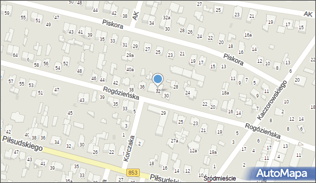 Tomaszów Lubelski, Rogózieńska, 32, mapa Tomaszów Lubelski