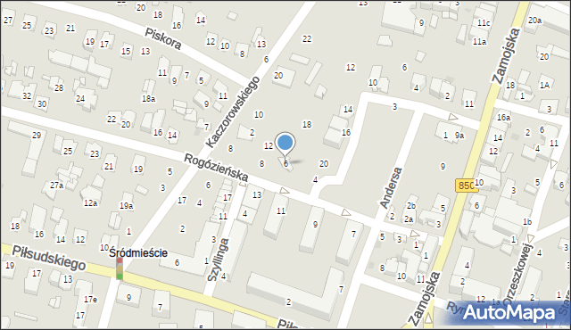 Tomaszów Lubelski, Rogózieńska, 6, mapa Tomaszów Lubelski