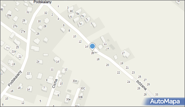 Tomaszowice, Różana, 16, mapa Tomaszowice