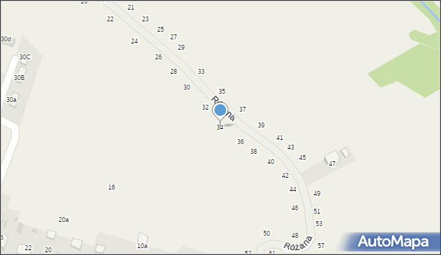 Tomaszowice, Różana, 34, mapa Tomaszowice