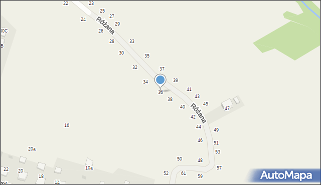 Tomaszowice, Różana, 36, mapa Tomaszowice
