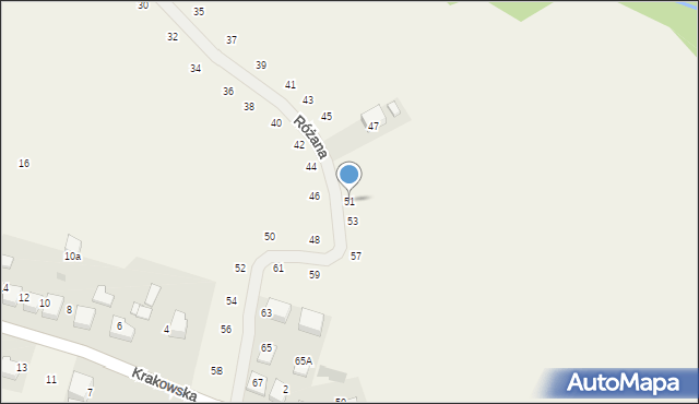 Tomaszowice, Różana, 51, mapa Tomaszowice