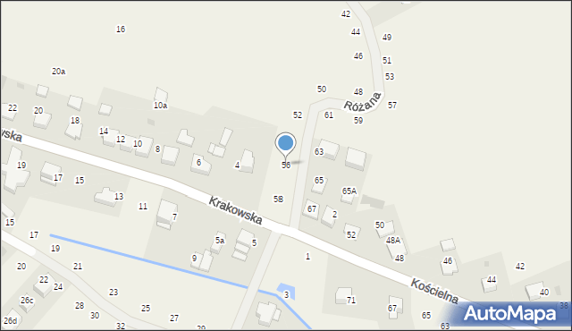 Tomaszowice, Różana, 56, mapa Tomaszowice