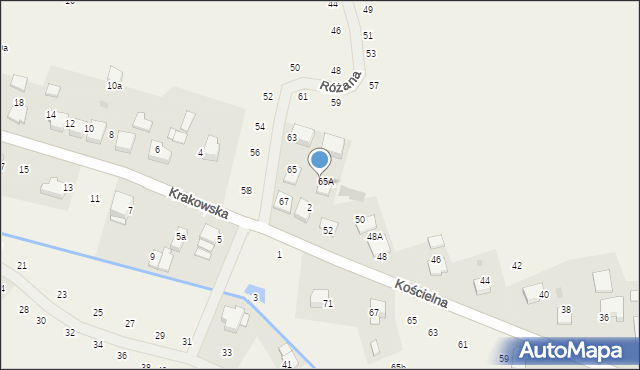 Tomaszowice, Różana, 65A, mapa Tomaszowice