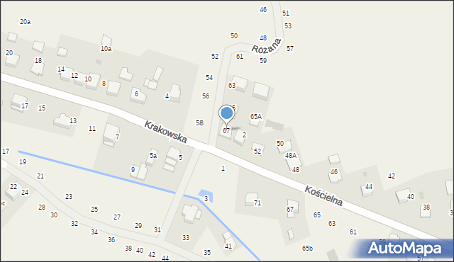 Tomaszowice, Różana, 67, mapa Tomaszowice