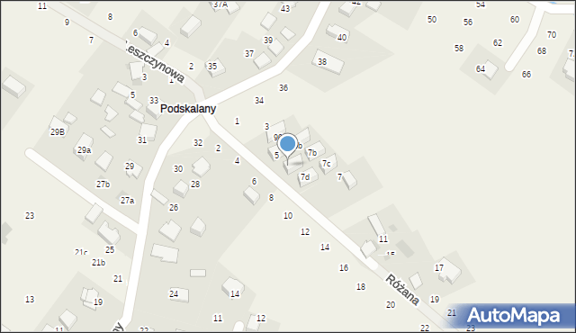 Tomaszowice, Różana, 7a, mapa Tomaszowice