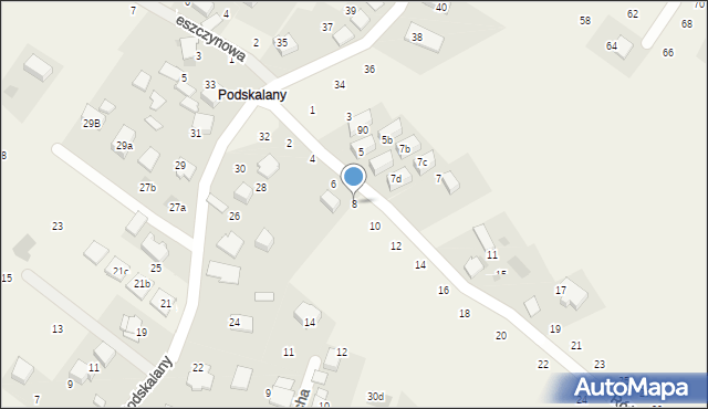 Tomaszowice, Różana, 8, mapa Tomaszowice