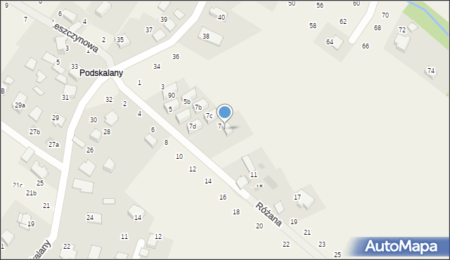 Tomaszowice, Różana, 9, mapa Tomaszowice