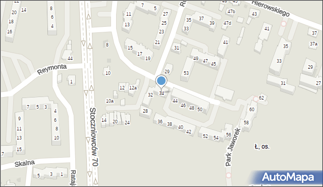 Tychy, Rolna, 34, mapa Tychów