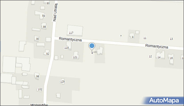 Walendów, Romantyczna, 4, mapa Walendów