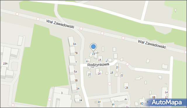 Warszawa, Rodzynkowa, 13, mapa Warszawy