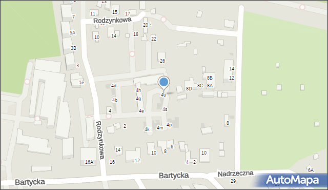 Warszawa, Rodzynkowa, 4u, mapa Warszawy