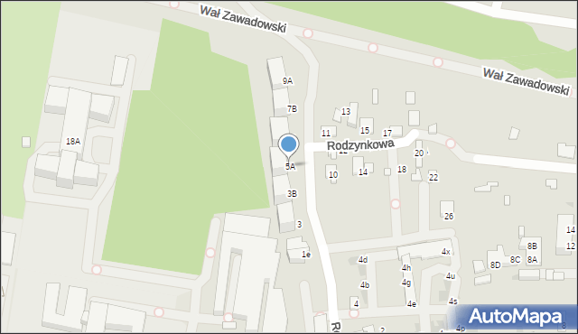 Warszawa, Rodzynkowa, 5A, mapa Warszawy