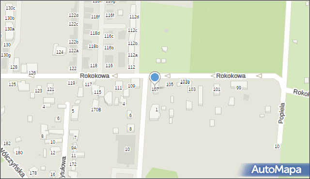 Warszawa, Rokokowa, 107, mapa Warszawy