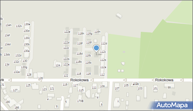 Warszawa, Rokokowa, 116d, mapa Warszawy