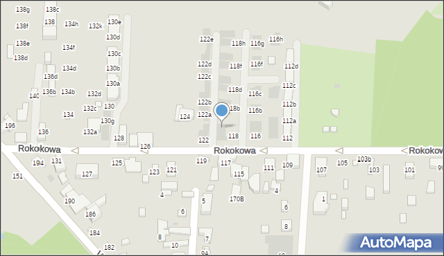 Warszawa, Rokokowa, 118a, mapa Warszawy