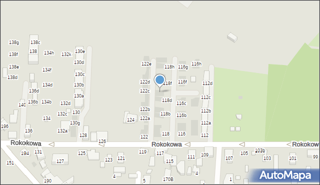 Warszawa, Rokokowa, 118e, mapa Warszawy