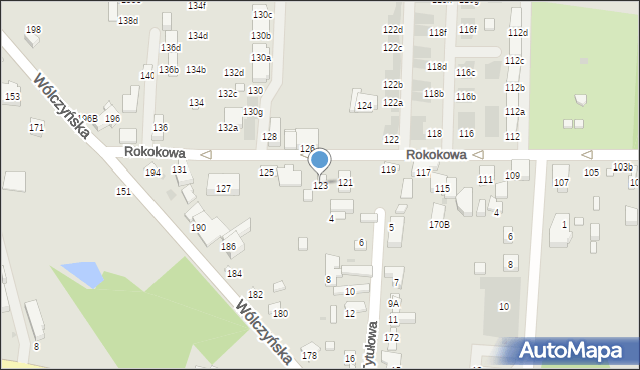 Warszawa, Rokokowa, 123, mapa Warszawy