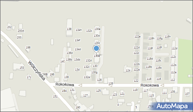 Warszawa, Rokokowa, 130a, mapa Warszawy