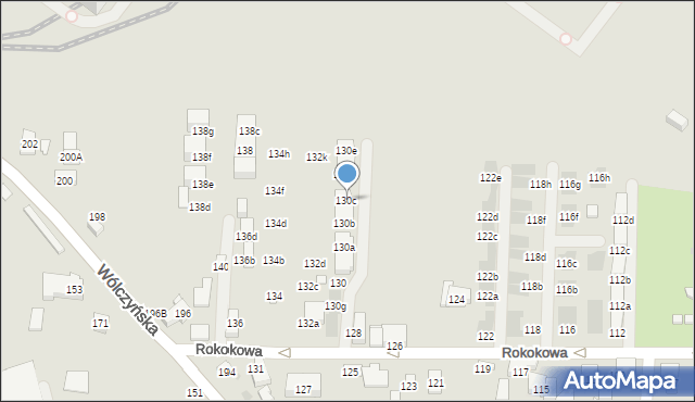 Warszawa, Rokokowa, 130c, mapa Warszawy