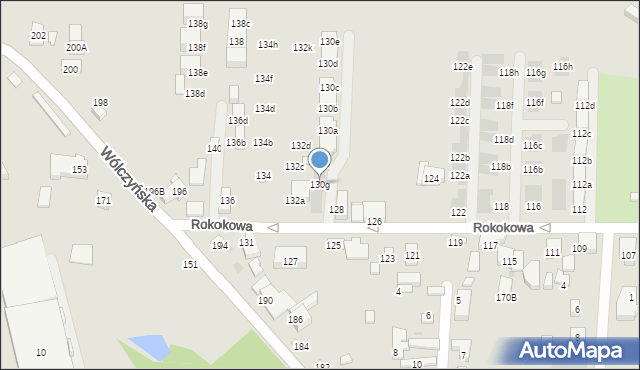 Warszawa, Rokokowa, 130g, mapa Warszawy